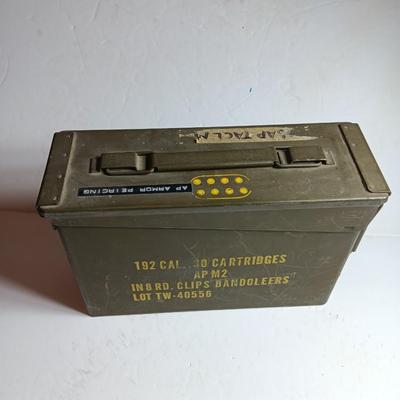 Military Ammunition chest - metal Ammo storage box stenciled on the side