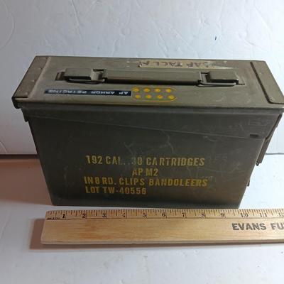 Military Ammunition chest - metal Ammo storage box stenciled on the side