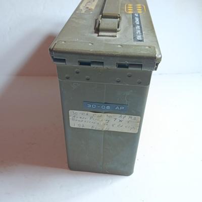 Military Ammunition chest - metal Ammo storage box stenciled on the side