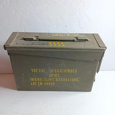 Military Ammunition chest - metal Ammo storage box stenciled on the side