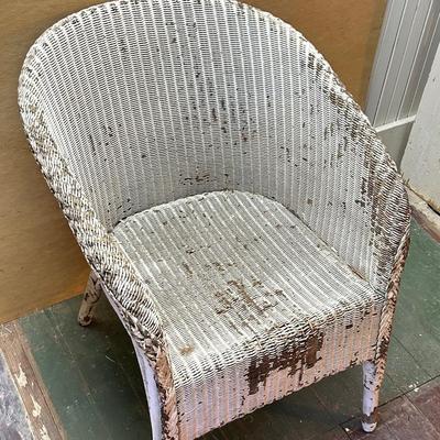 Antique Childs, wicker chair, needs repainting