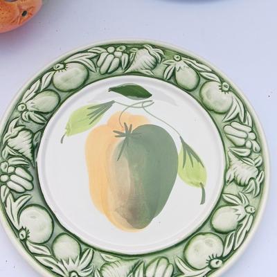 1989 Fitz and Floyd bowl with four Italy made plates and a mug with lemons on it