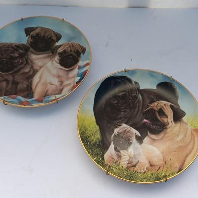 Danbury Mint Collectible PUG DOG plates - Proud Pugs & Three Little Pugs