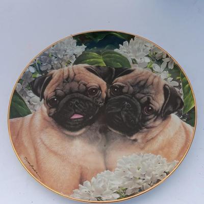 Danbury Mint Collectible PUG DOG plates - Pug Love & Pug Eyed