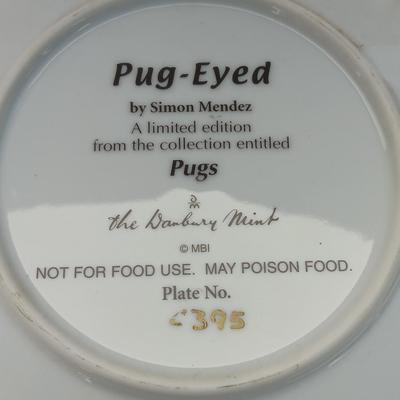 Danbury Mint Collectible PUG DOG plates - Pug Love & Pug Eyed