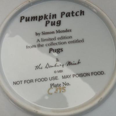 Danbury Mint Collectible PUG DOG plates - Pumpkin Patch Pug & Poppy Love