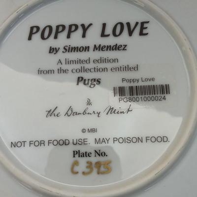 Danbury Mint Collectible PUG DOG plates - Pumpkin Patch Pug & Poppy Love