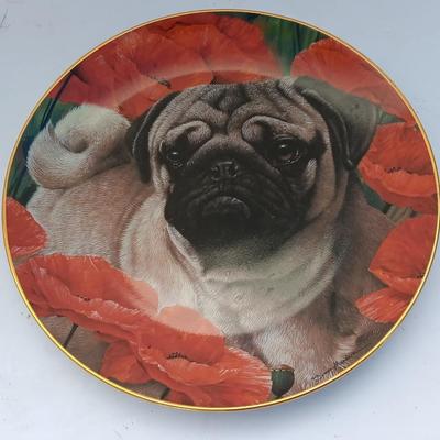 Danbury Mint Collectible PUG DOG plates - Pumpkin Patch Pug & Poppy Love