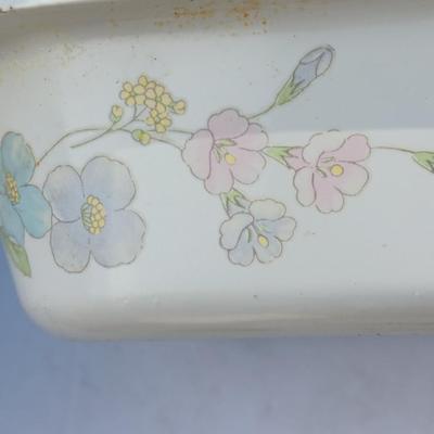 Corning ware Pastel flowers A-21 Oven safe dish with rack