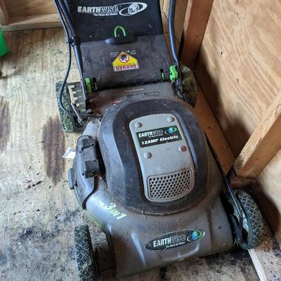 earth wise 12 amp 3 in 1 electric lawnmower