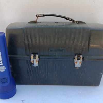 Vintage Thermos King Seeley Thermos Co. Lunch pail with a Lumi lite flashlight