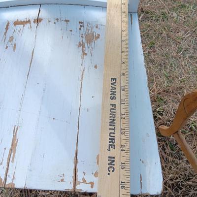 Antique wooden chair with small inlayed design top end table