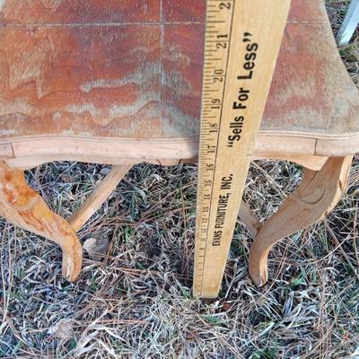 Antique wooden chair with small inlayed design top end table