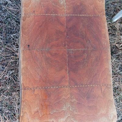 Antique wooden chair with small inlayed design top end table