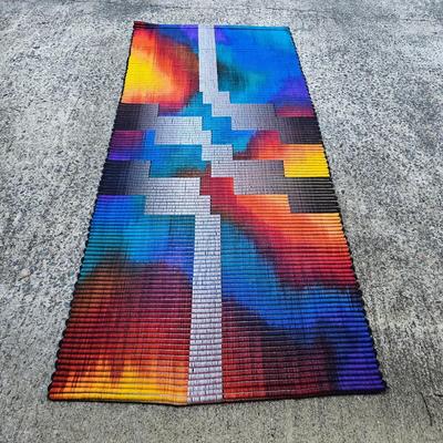 Vibrant Rug with Framed Mola Fabric Art (L-DW)