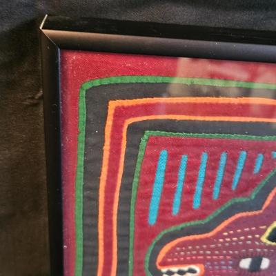 Vibrant Rug with Framed Mola Fabric Art (L-DW)