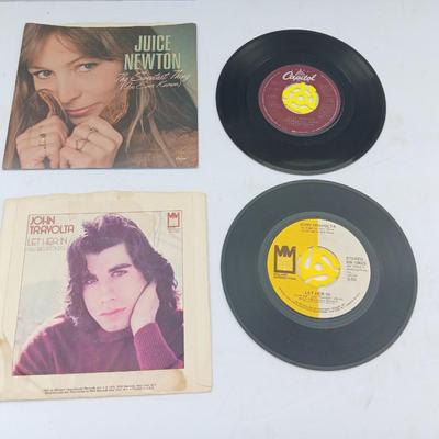 Two 45 LP Records - Juice newton and John Travolta with original sleeves