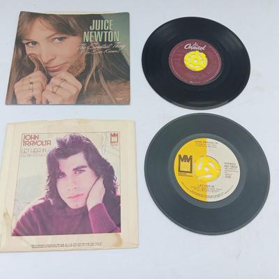 Two 45 LP Records - Juice newton and John Travolta with original sleeves