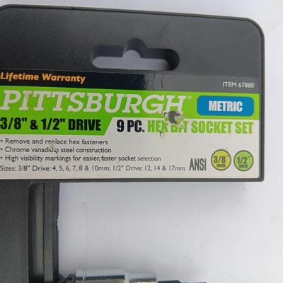 Pittsburgh 3/8" & 1/2" Drive 8-piece hex socket set