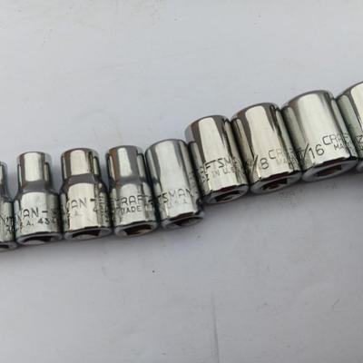 Craftsman Sockets - Craftsman tools - total of 9 3/16 -1/4 - 7/16 - 1/2 and more