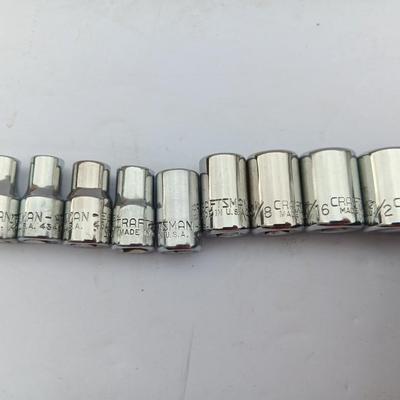Craftsman Sockets - Craftsman tools - total of 9 3/16 -1/4 - 7/16 - 1/2 and more