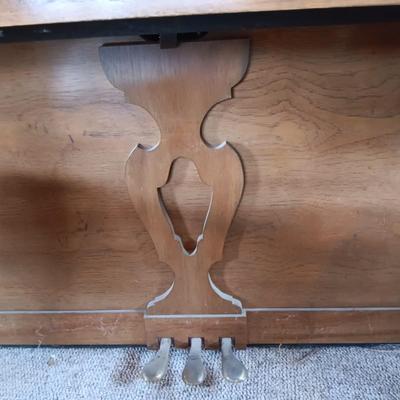 BALDWIN ACROSONIC PIANO ON CASTERS W/BENCH AND SHEET MUSIC