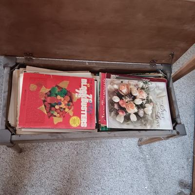 BALDWIN ACROSONIC PIANO ON CASTERS W/BENCH AND SHEET MUSIC