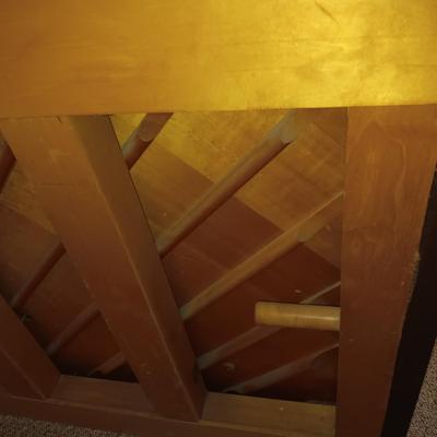 BALDWIN ACROSONIC PIANO ON CASTERS W/BENCH AND SHEET MUSIC