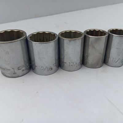 Craftsman Sockets - CRAFTSMAN TOOLS = total of 8 sockets 1" - 15/16 - 13/16 - 11/16 and more
