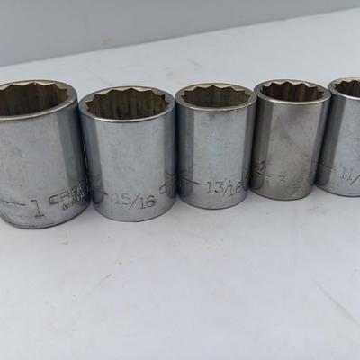 Craftsman Sockets - CRAFTSMAN TOOLS = total of 8 sockets 1" - 15/16 - 13/16 - 11/16 and more