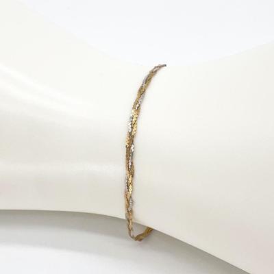 14K ~ YG/WG 2-Tone 8.5â€ Braided Chain Bracelet