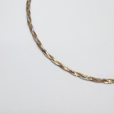 14K ~ YG/WG 2-Tone 8.5â€ Braided Chain Bracelet
