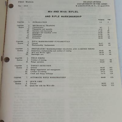 Military issued Field Manual M14 & M14A1 Rifles & U.S. Rifle 7.62 MM M14 Booklets