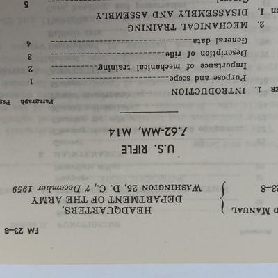 Military issued Field Manual M14 & M14A1 Rifles & U.S. Rifle 7.62 MM M14 Booklets