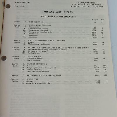 Military issued Field Manual M14 & M14A1 Rifles & U.S. Rifle 7.62 MM M14 Booklets