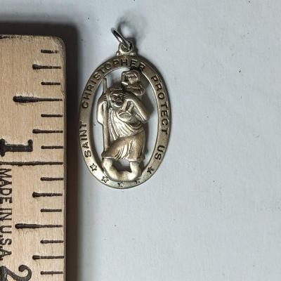 STERLING THEDA Saint Christopher Protect Us charm