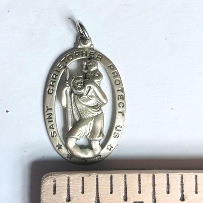 STERLING THEDA Saint Christopher Protect Us charm