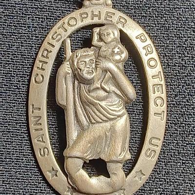 STERLING THEDA Saint Christopher Protect Us charm
