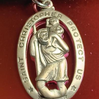 STERLING THEDA Saint Christopher Protect Us charm