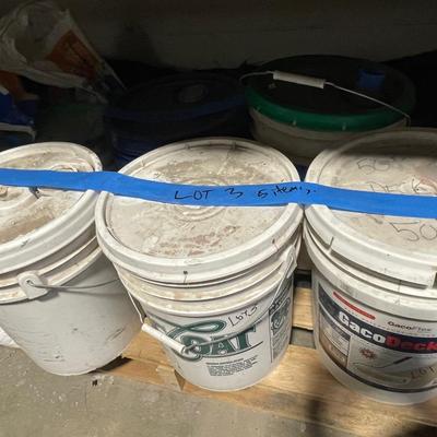 5 Large Buckets of Deck Stain, Propylene Glycol, Deck Waterproofing, Stucco liquid? flooring adhesive