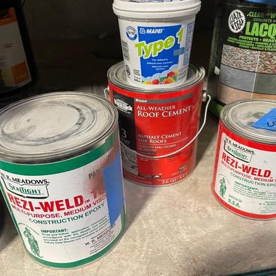 4 Cans of Construction Epoxy, Roof Cement, Tile Adhesive