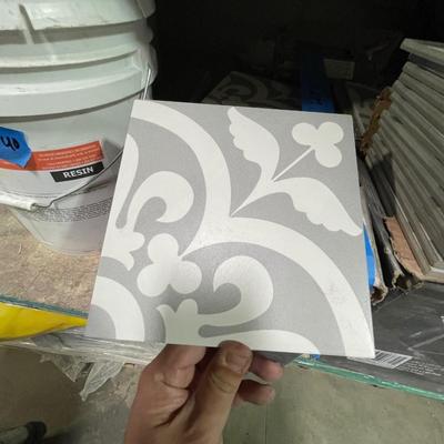5+ Boxes of 8" x 8" gray & white patterned ceramic tiles - Nice pattern