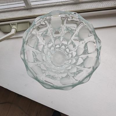 Large Pressed Lead Glass Vase With Clear And Frosted Panels