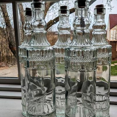 Set of decorative glass bottles