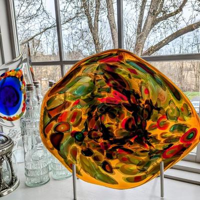 MCM Murano? Art Glass Tutti Frutti Millefiori Free Form Table Centerpiece Bowl