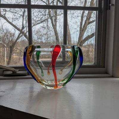 Vintage 60â€™s Czech Frantisek Zemek Mstisov Glassworks Rhapsody Collection Bowl