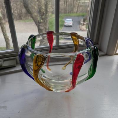 Vintage 60â€™s Czech Frantisek Zemek Mstisov Glassworks Rhapsody Collection Bowl