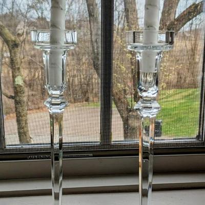 Glass Candlestick Pair