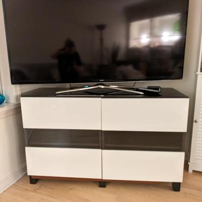 Tv stand black and white glass doors