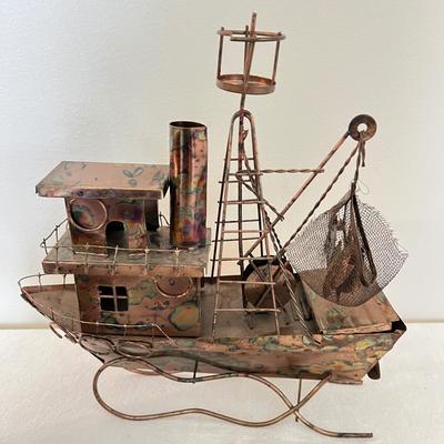 Great Mixed Lot - Vint. Postcards, Vint. Copper Musical Boat, Leather Bill Fold, + More